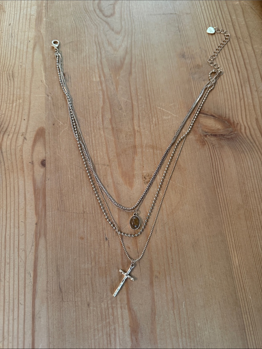 Altar'd State Gold-Tone Layered Cross & Medallion Necklace